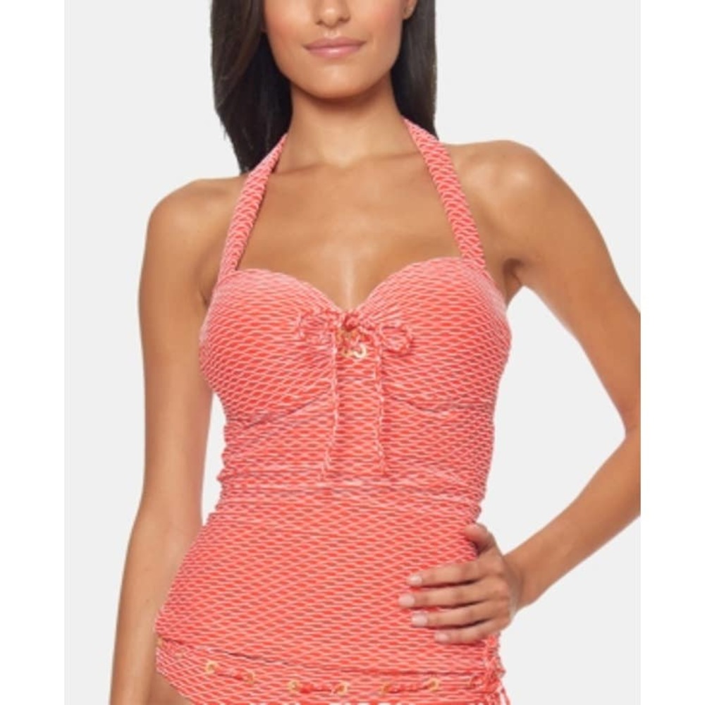 NWOTJessica Simpson Textured Stripe Tankini Top~Lg